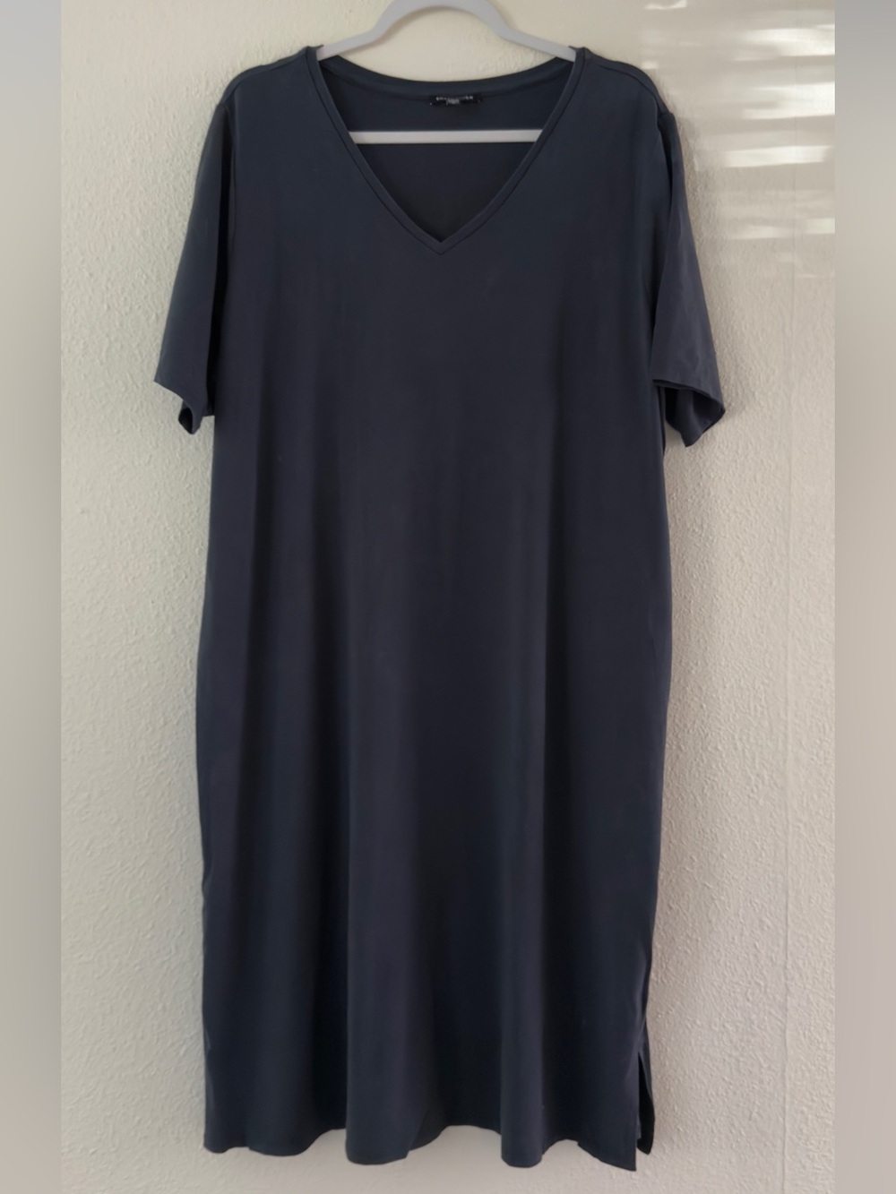 Eileen Fisher | V-Neck Short-Sleeve Grey T-Shirt Dress | 1X